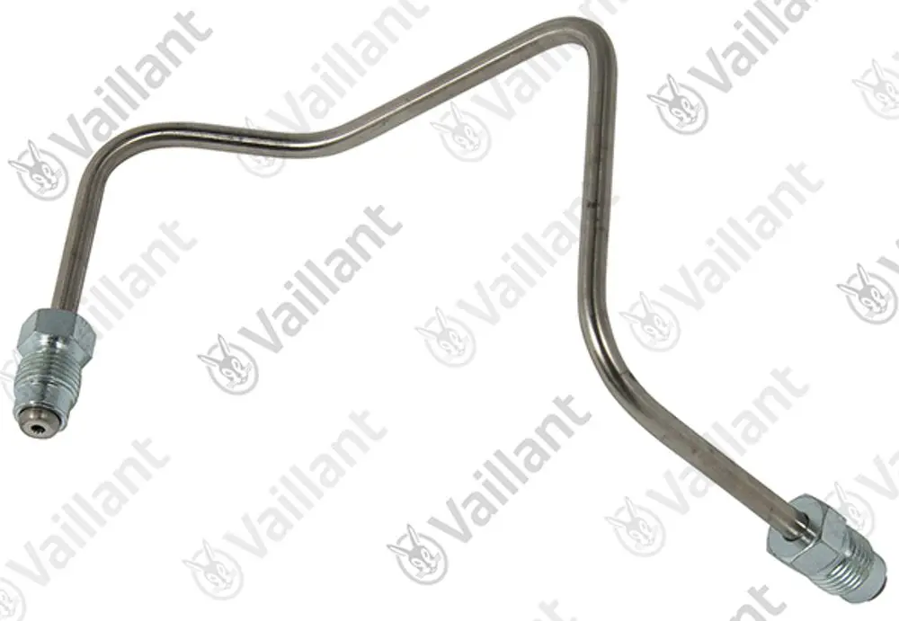 Vaillant Rohr für Ölleitung, gekrümmte Form mit Anschlüssen an beiden Enden, aus Metall gefertigt, zur Verbindung von Komponenten in Heizsystemen.